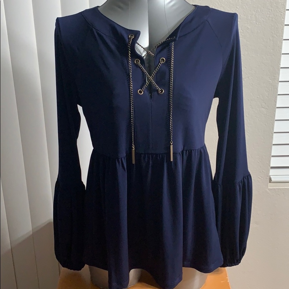 MICHAEL Michael Kors Womens Chain Lace-Up Blouse